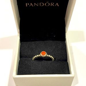Pandora Beaded Ring With Orange Stone Size 5